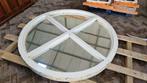 Rond raam hardhout spiegelglas ( 449 ), Doe-het-zelf en Verbouw, Glas en Ramen, Ophalen, Gevelraam of Ruit, Gebruikt, Nb