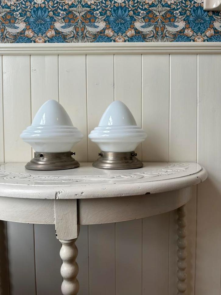 2 x Art Deco Gispen Acorn plafonniere plafond lamp, Huis en Inrichting, Lampen | Plafondlampen, Zo goed als nieuw, Glas, Ophalen of Verzenden