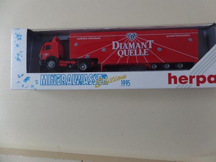 Mercedes trekker / oplegger  Diamant quelle Herpa, Hobby en Vrije tijd, Modelauto's | 1:87, Nieuw, Bus of Vrachtwagen, Herpa, Verzenden