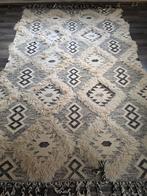 Groot Bohemian wollen kleed met franjes, Ophalen, Bohemian, vintage, Crème, 200 cm of meer