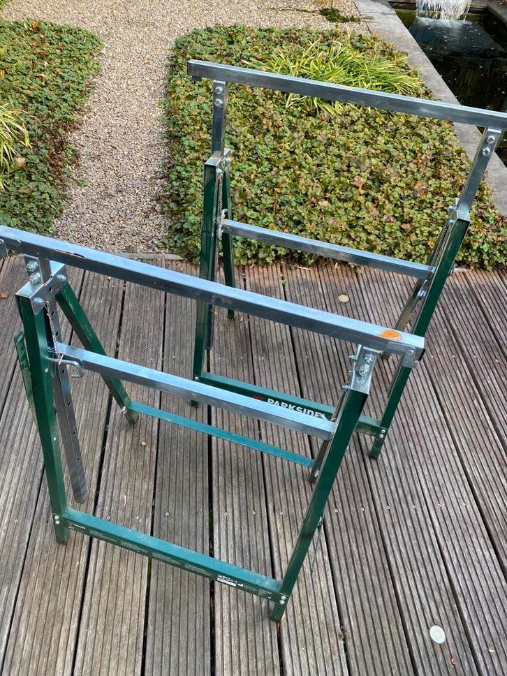 Verstelbare parkside bokjes schragen, Doe-het-zelf en Verbouw, Werkbanken, Zo goed als nieuw, Inklapbaar, Ophalen