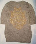 lange beige gemêleerde trui met lurex ingebreid patroon igst, Maat 38/40 (M), Beige, Ophalen of Verzenden, Zo goed als nieuw