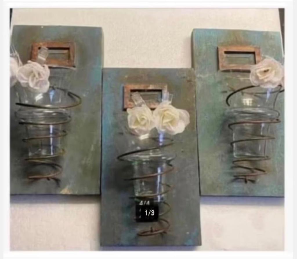 3 x tuin wanddecoratie bloem plant hout metaal pr.p.st, Tuin en Terras, Nieuw, Ophalen of Verzenden, X, X