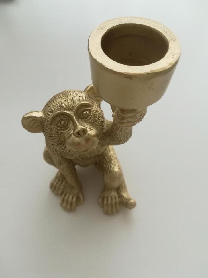 Kandelaar Aap, Huis en Inrichting, Woonaccessoires | Kandelaars en Kaarsen, Zo goed als nieuw, Kandelaar, Minder dan 25 cm, Overige materialen