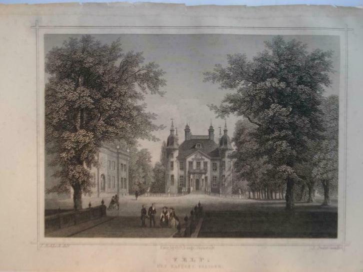 113 / Velp Kasteel Billioen   Staalgravure  1860, Antiek en Kunst, Kunst | Etsen en Gravures, Ophalen of Verzenden