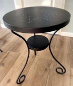 Bijzettafel, rond, zwart metaal, Ophalen, Gebruikt, Metaal of Aluminium, 55 tot 70 cm