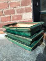 Bonsai Schalen Set - Groen Glazuur, Tuin en Terras, Ophalen, Gebruikt, Tuin, Aardewerk