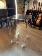 IPLEX Plexiglas Trolley op Wielen - Bijzettafel, 45 tot 60 cm, Gebruikt, Vierkant, Ophalen of Verzenden