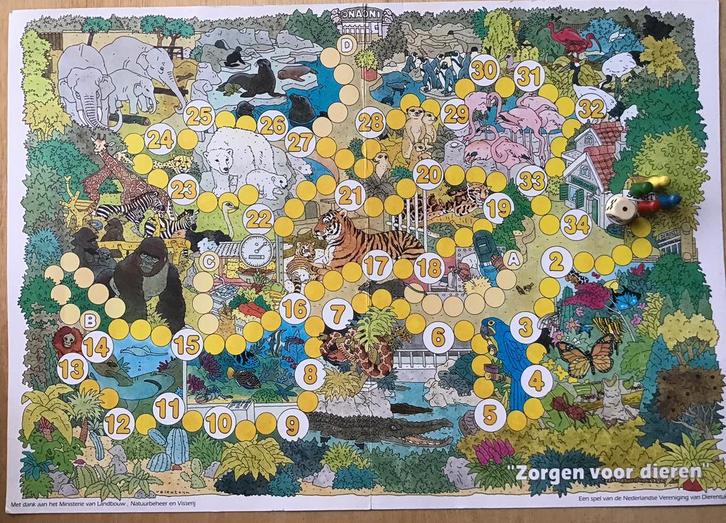 Zorgen voor dieren dierentuinspel - ZGAN, Hobby en Vrije tijd, Gezelschapsspellen | Bordspellen, Zo goed als nieuw, Een of twee spelers