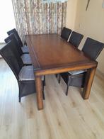 Donker eiken eettafel 200x95, Huis en Inrichting, Tafels | Eettafels, Ophalen, Gebruikt