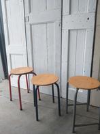 Oude Industriële Schoolkrukken - Hout/Metaal kruk, Ophalen, Gebruikt, Bruin, Vijf, Zes of meer stoelen