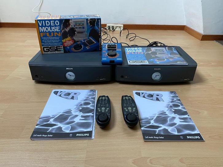 2 Video recorder Philips VCR 969 met Video fun mouse, Audio, Tv en Foto, Videospelers, Gebruikt, VHS-speler of -recorder, Ophalen