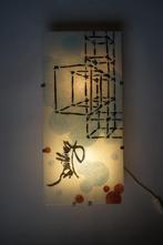 Vintage glazen Ikea wandlamp blauw rood Gyllen Treutiger, Huis en Inrichting, Lampen | Wandlampen, Overige materialen, Ophalen of Verzenden