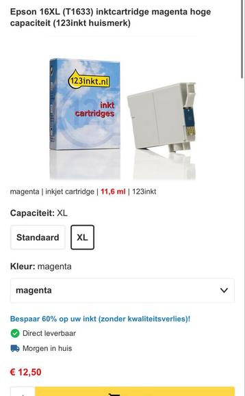 Epson 16XL Magenta Inktcartridge - Huismerk beschikbaar voor biedingen