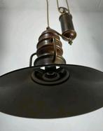 Vintage katrollamp / pendellamp met contragewicht, Gebruikt, Ophalen of Verzenden, 75 cm of meer, Metaal