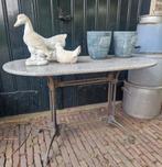 Brocante marmeren bistrotafel gietijzer, Tuin en Terras, Tuintafels, Ophalen, Zo goed als nieuw, Rechthoekig, Metaal