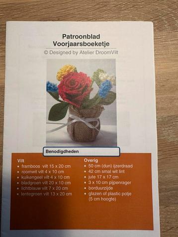Patroonblad voorjaarsboeketje atelier droomvilt wol vilt beschikbaar voor biedingen