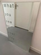 randloze designspiegel met tekst, Gebruikt, 100 tot 150 cm, Ophalen of Verzenden, Rechthoekig