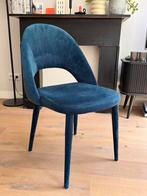 Donkerblauwe velours stoel, Ophalen, Zo goed als nieuw, Blauw, Eén