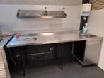 RVS Werktafel met Spoelbak en Onderkast - Gebruikt, Ophalen, Gebruikt, Overige kleuren, 200 cm of meer