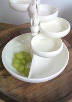 VINTAGE snacktoren Space Age serveerschaal beige  jaren 70, Verzamelen, Retro, Ophalen of Verzenden, Huis en Inrichting
