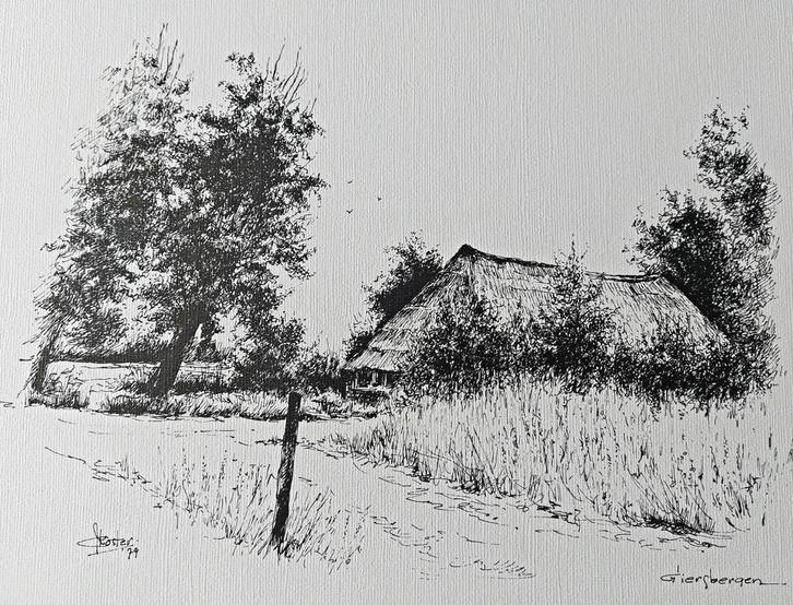 Giersbergen 1979 ... Boerderij "een Uithof" ... Kees Koster., Antiek en Kunst, Kunst | Tekeningen en Foto's, Ophalen of Verzenden