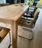 Zuiver Eiken Tafel + 6 Lederen Stoelen, Huis en Inrichting, Tafels | Eettafels, Ophalen, Gebruikt, Eikenhout, 50 tot 100 cm