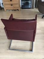 Lederen fauteuil met metalen frame, Ophalen, Gebruikt, Minder dan 75 cm, Leer