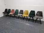 8 eetkamerstoelen in velours stof, Huis en Inrichting, Stoelen, Ophalen, Gebruikt, Metaal, /