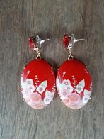 Oorbellen Red Flowers resin-hars-glas facet metaal, Sieraden, Tassen en Uiterlijk, Oorbellen, Overige materialen, Nieuw, Knopjes of Stekers