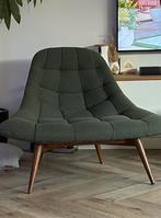 Groene fauteuil loungestoel MADE, Huis en Inrichting, Ophalen of Verzenden, Zo goed als nieuw, Hout