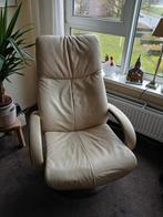 Mooie Crème leren relax  fauteuil, Huis en Inrichting, Fauteuils, Ophalen, Zo goed als nieuw, 50 tot 75 cm, Leer