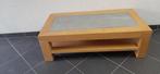 Blank eiken salontafel met natuursteen, Huis en Inrichting, Tafels | Salontafels, Ophalen, 100 tot 150 cm, 50 tot 100 cm, Zo goed als nieuw