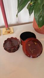 Vintage Japanse theedoos (lakwerk) – 12 onderzetters, Ophalen of Verzenden