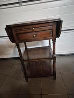 Antiek bijzettafeltje met groen lederen inlegblad, 50 tot 100 cm, Ophalen of Verzenden, Zo goed als nieuw, 25 tot 50 cm