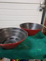 fruitschalen rood zwart handgemaakt aardewerk, Ophalen of Verzenden