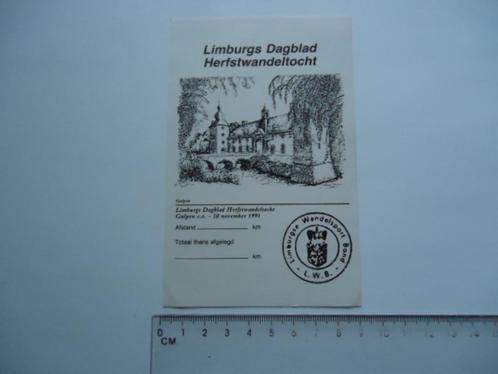 sticker oud Gulpen LKW Limburg wandelsport tocht 1991 retro, Verzamelen, Stickers, Zo goed als nieuw, Bedrijf of Vereniging, Verzenden
