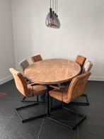 6 eetkamerstoelen (4 bruin + 2 grijs), Huis en Inrichting, Stoelen, Ophalen, Zo goed als nieuw