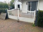 Witte houten dubbele poort met staanders, Tuin en Terras, Tuinhekken en Hekwerk, Gebruikt, Hout, Ophalen