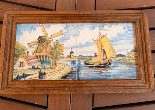 Tegeltableau leuk oude tegels in goede staat info 0646396866, Antiek en Kunst, Antiek | Wandborden en Tegels, Ophalen of Verzenden