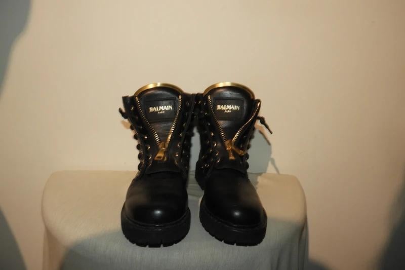 Balmain leren stoere laarzen gouden hardware Als Nieuw 36