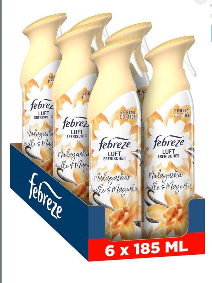 Febreze Luchtverfrisser Madagascar Vanille 6x185ml, Huis en Inrichting, Keuken | Keukenbenodigdheden, Nieuw, Ophalen of Verzenden