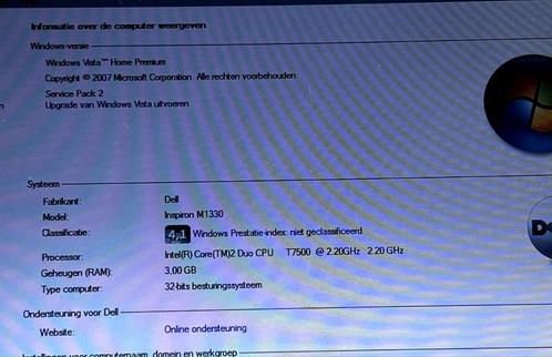 Dell laptop XPS M1330 uit 2008 met Windows Vista, Computers en Software, Windows Laptops, Gebruikt, 13 inch, HDD, 2 tot 3 Ghz