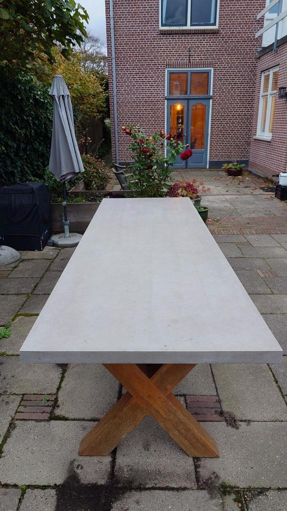 Betonlook Tuintafel - Robuust & Stijlvol, Tuin en Terras, Tuintafels, Zo goed als nieuw, Rechthoekig, Hout, Ophalen