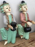 2 x Houten Balinese muzikanten, Verzenden