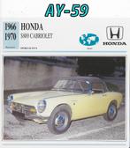Ay59 autokaart honda s800 cabriolet ( 1966 - 1970, Ophalen of Verzenden, Zo goed als nieuw, Auto's