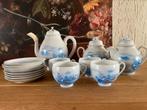 Chinees theeservies blauw wit theepot kopjes vintage antiek, Ophalen