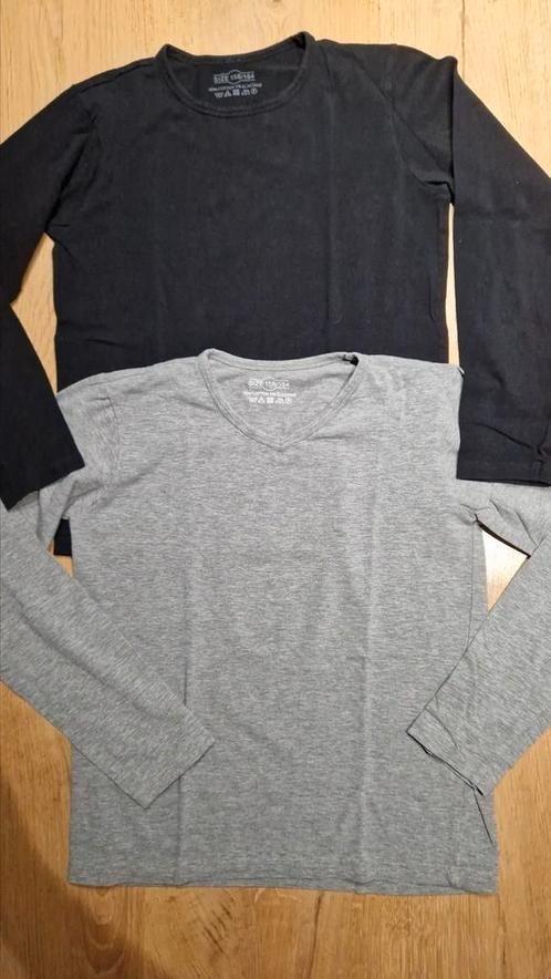 2 Nieuwe effen longsleeves jongen (zwart en grijs), 152, Kinderen en Baby's, Kinderkleding | Maat 152, Nieuw, Jongen, Shirt of Longsleeve