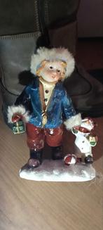 Kerstbeeldje: Jongen & Sneeuwpop Schaatsen, Ophalen of Verzenden, Zo goed als nieuw, Kunststof, Mensenbeeld