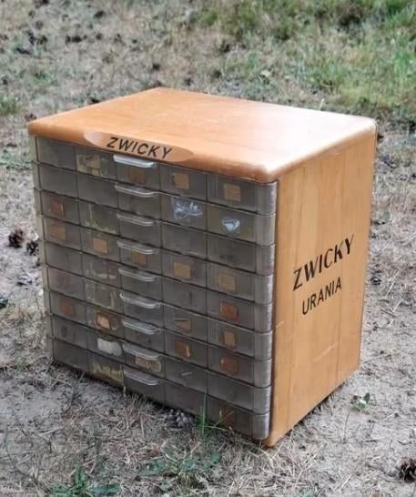 Oud vintage fourniturenkast ladenkastje zwicky zijdegaren, Gebruikt, T, 3 of 4 laden, N